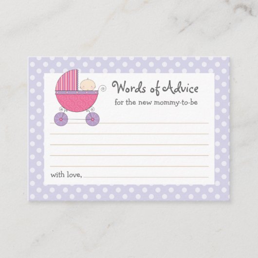Baby shower van mammie Advice Kaart Carriage | Roz (Voorkant)