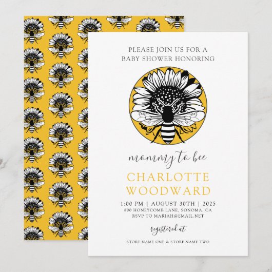 Baby shower van mammie bij bijenhoningbijen Invi Kaart (Voorkant / Achterkant)