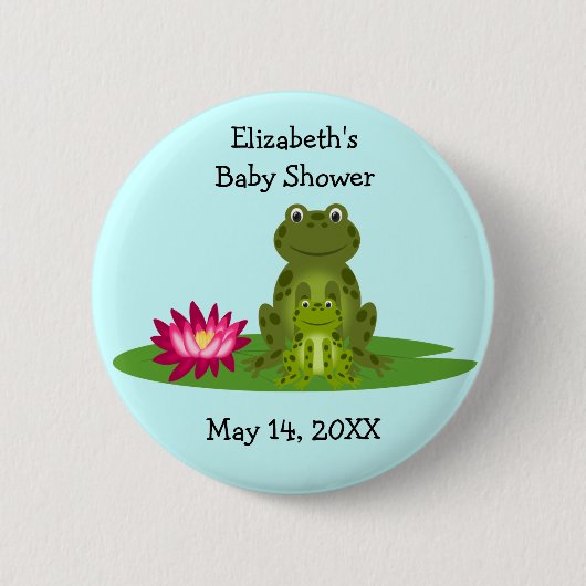 Baby shower van mammie en Baby kikker Ronde Button 5,7 Cm (Voorkant)