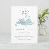 Baby shower van mammie en Baby walvis Kaart (Staand voorkant)