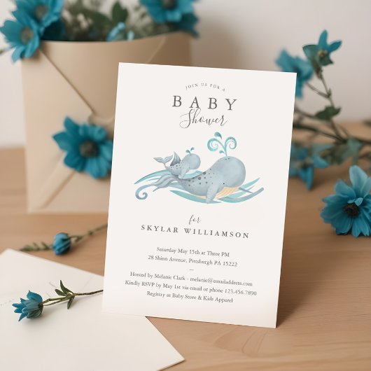 Baby shower van mammie en Baby walvis Kaart