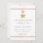 Baby shower van mammie tot bee glitter roze meisje kaart (Voorkant)