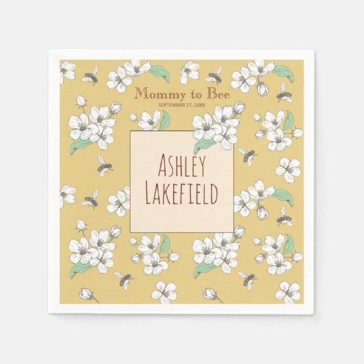 Baby shower van mammie tot beenmerg-satin Gold Servet (Voorkant)