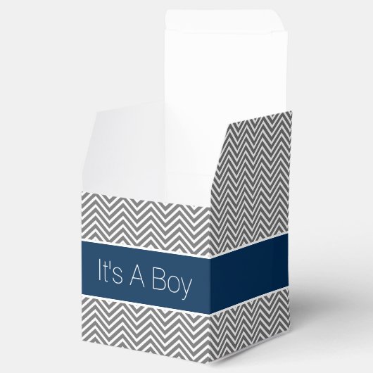 Baby shower van marineslauw en steenkoolgrijs bedankdoosjes (Geopend)