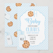Baby shower van melk en koekjes blauw kaart (Voorkant / Achterkant)