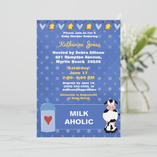 Baby shower van melk kaart (Staand voorkant)