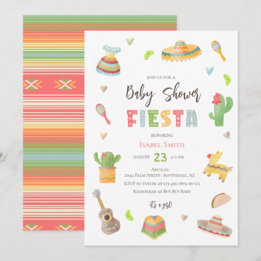 Baby shower van Mexicaanse Colorful Fiesta Kaart (Voorkant / Achterkant)