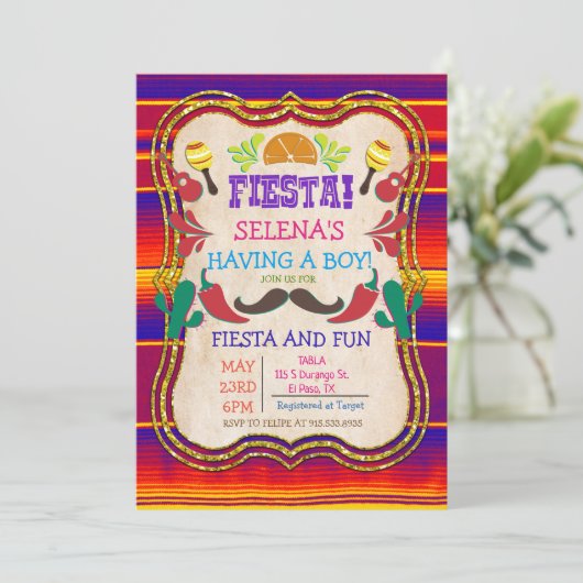 Baby shower van Mexican Fiesta Kaart (Staand voorkant)