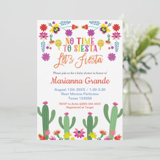 Baby shower van Mexican Floral Fiesta Kaart (Staand voorkant)