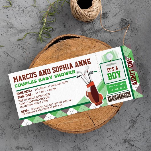 Baby shower van mini Golf Ticket Pass Couples Kaart