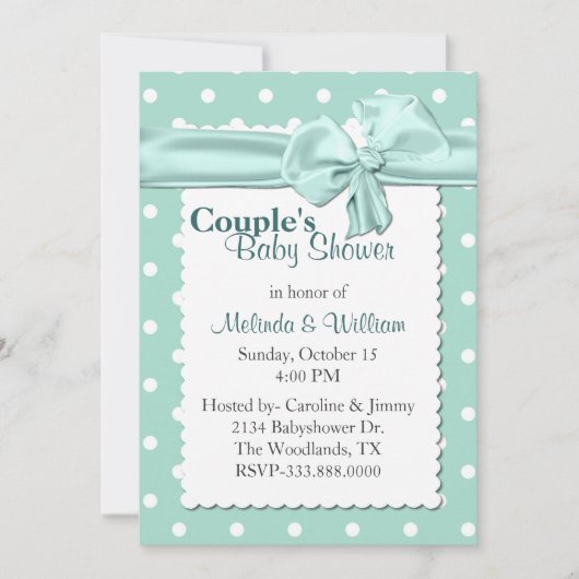 Baby shower van Mint & White Polka Dot Couple Kaart (Voorkant)