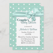 Baby shower van Mint & White Polka Dot Couple Kaart (Voorkant / Achterkant)