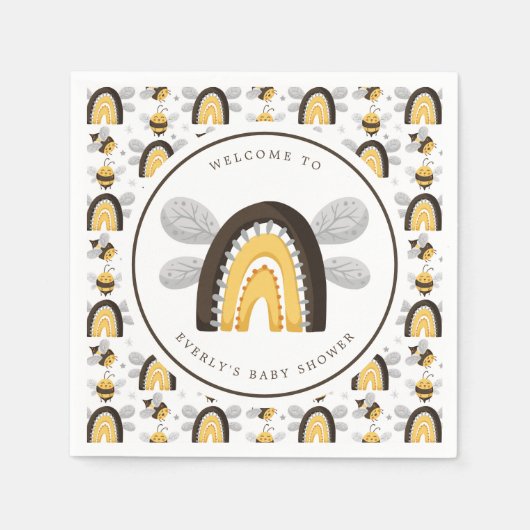 Baby shower van Mod Rainbow Bumblebee Servet (Voorkant)