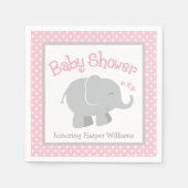 Baby shower van moderne roze en grijze olifanten servetten (Voorkant)