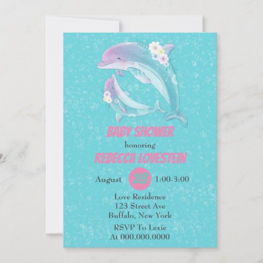 Baby shower van moeder en Baby dolfijnen (Voorkant)