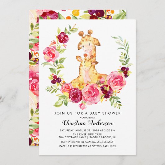 Baby shower van moeder en Baby Kaart (Voorkant / Achterkant)