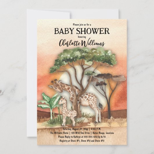 Baby shower van moeder en Baby Safari Kaart (Voorkant)