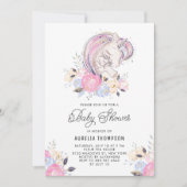 Baby shower van moeder en Baby Unicorn Glitter Kaart (Voorkant)