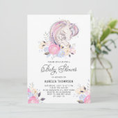 Baby shower van moeder en Baby Unicorn Glitter Kaart (Staand voorkant)