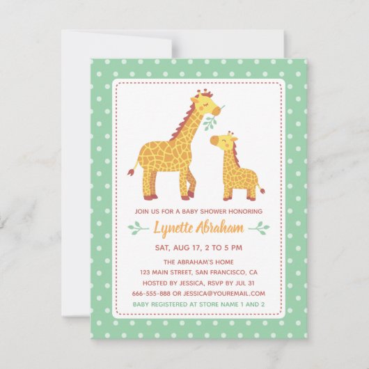 Baby shower van moeder en kind Giraffe Kaart (Voorkant)