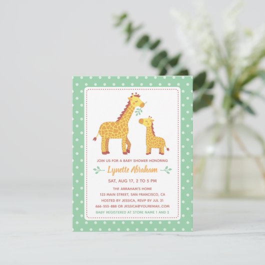 Baby shower van moeder en kind Giraffe Kaart (Staand voorkant)