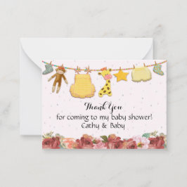 Baby shower van mooie rode rozen Dank je wel Notitiekaartje