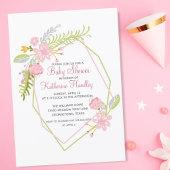 Baby shower van mooie roze Floral-Geometric Girl Kaart