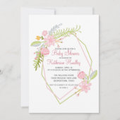 Baby shower van mooie roze Floral-Geometric Girl Kaart (Voorkant)