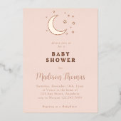 Baby shower van moon en sterren folie uitnodiging (Voorkant)