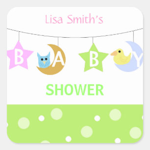 Baby shower van moon en sterren vierkante sticker