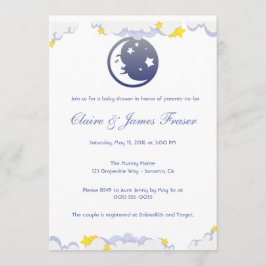 Baby shower van moon, sterren en wolken kaart