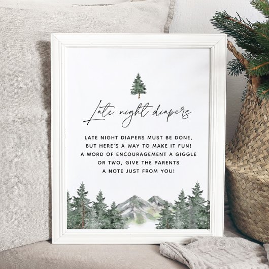 Baby shower van mountain Late Night Diapers Poster