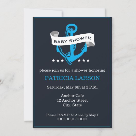 Baby shower van Navy Blue Anchor Kaart (Voorkant)