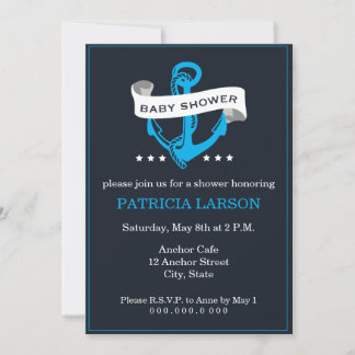 Baby shower van Navy Blue Anchor Kaart