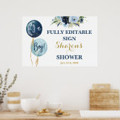 Baby shower van Navy Blue-ballonnen Poster (Keuken)