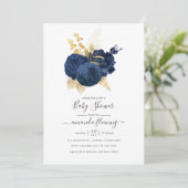 Baby shower van Navy Blue en Gold  Roos Kaart (Staand voorkant)