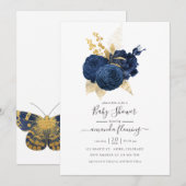 Baby shower van Navy Blue en Gold  Roos Kaart (Voorkant / Achterkant)