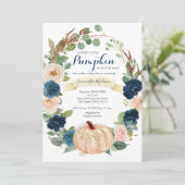Baby shower van Navy Blue en White Pumpkin Kaart (Staand voorkant)