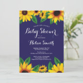Baby shower van Navy Blue Sunflower Kaart (Staand voorkant)