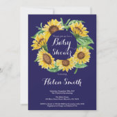 Baby shower van Navy Blue Sunflower Kaart (Voorkant)