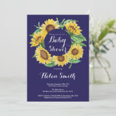 Baby shower van Navy Blue Sunflower Kaart (Staand voorkant)