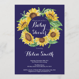 Baby shower van Navy Blue Sunflower Kaart