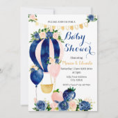 Baby shower van Navy en Blush Balloons Feestdagenkaart (Voorkant)