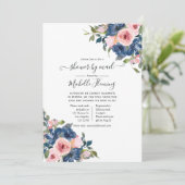 Baby shower van Navy en Blush Floral per Mail Kaart (Staand voorkant)
