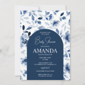 Baby shower van Navy en Dusty Blue Boy Floral Kaart (Voorkant)