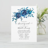 Baby shower van Navy en White Floral per mail Kaart (Staand voorkant)