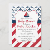 Baby shower van Navy Red Nautical Sailboat Kaart (Voorkant)