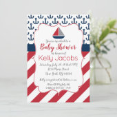 Baby shower van Navy Red Nautical Sailboat Kaart (Staand voorkant)