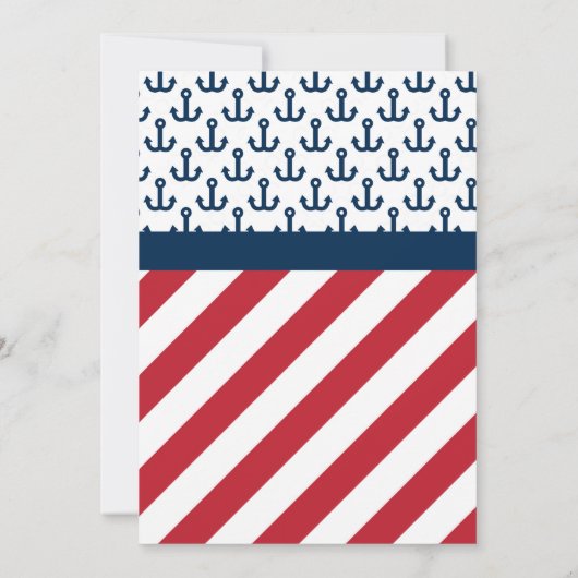 Baby shower van Navy Red Nautical Sailboat Kaart (Achterkant)