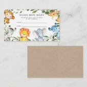 Baby shower van oerwouden dieren raad eens hoeveel informatiekaartje (Voorkant / Achterkant)